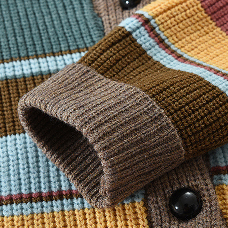 Heren sweaterjack met kleurblok 02918584X