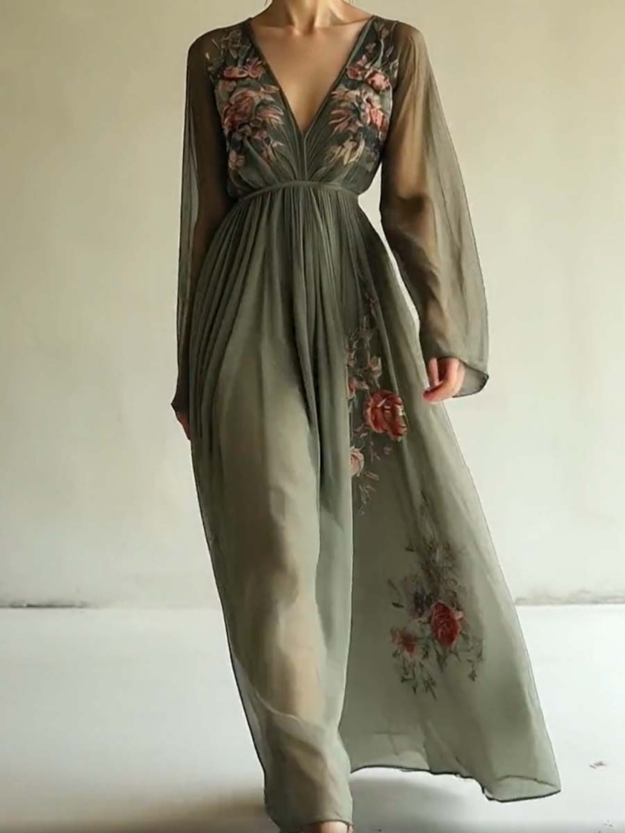 Maria - Elegante Maxi Jurk met Bloemen