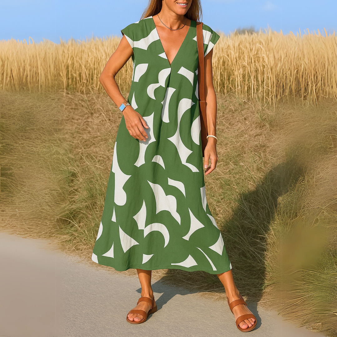 Laura | Maxidress met artistieke print