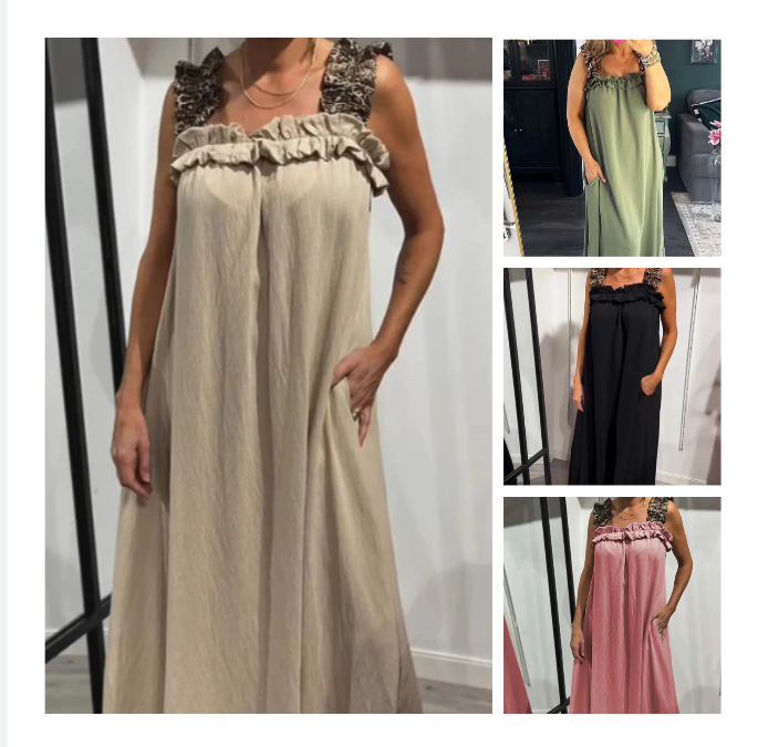 Klara | Luchtige Maxi Jurk met Schouderbanden en Zakken