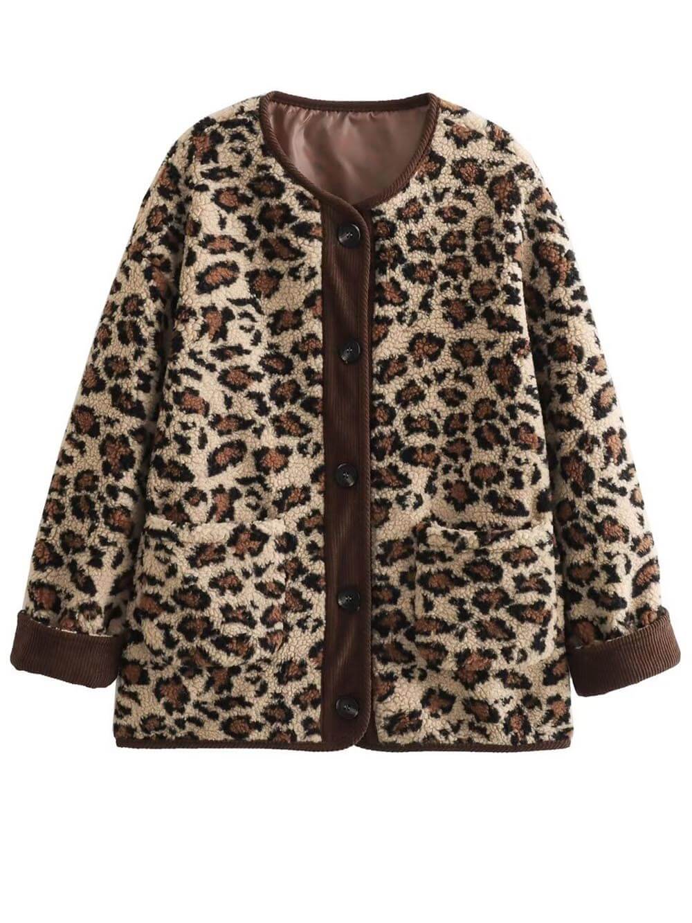 Oranji ® | Casual losse luipaardprint lange mouwen jas