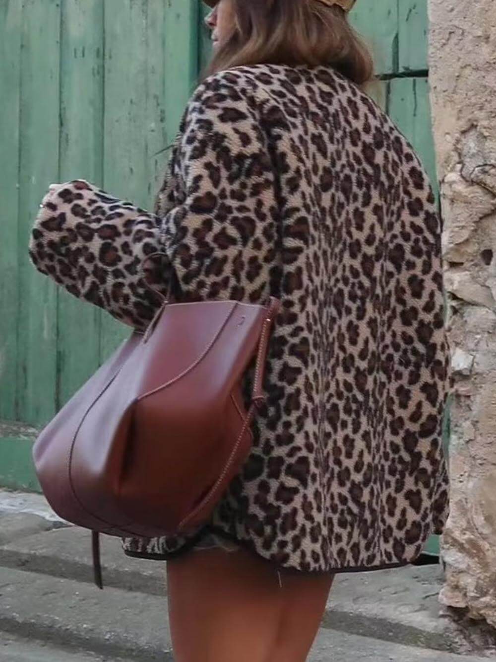 Oranji ® | Casual losse luipaardprint lange mouwen jas