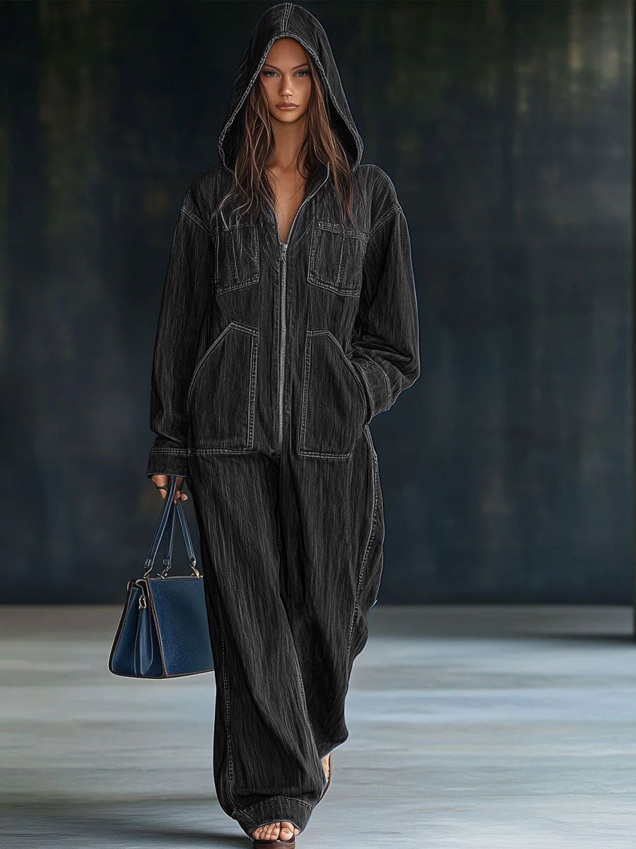 Anna – Losse Retro Jumpsuit met Capuchon