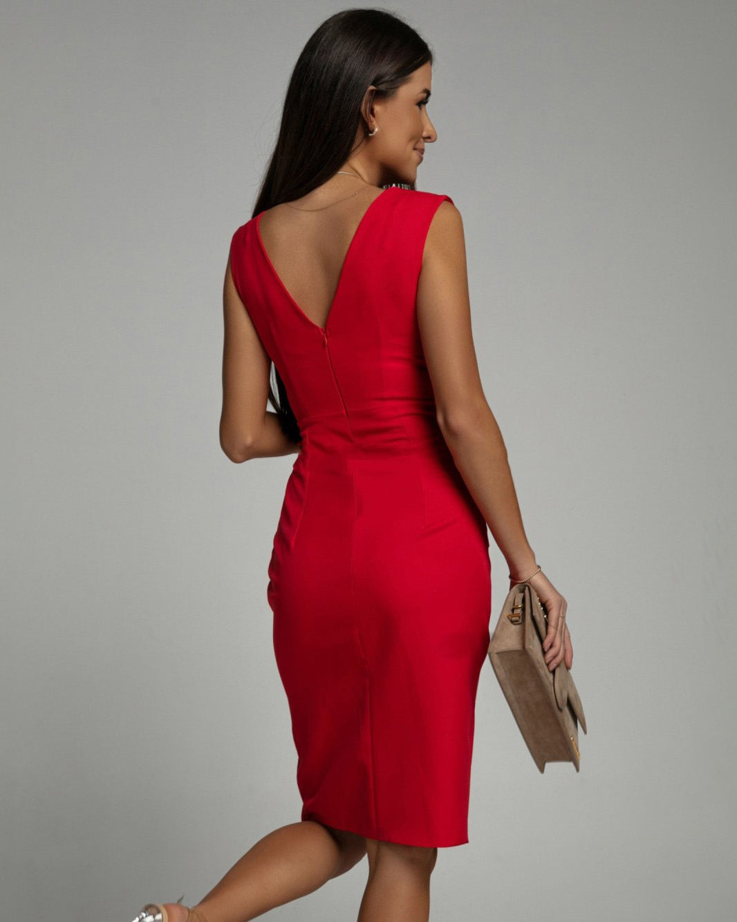 Nadia | Drapé Midi Jurk Delight