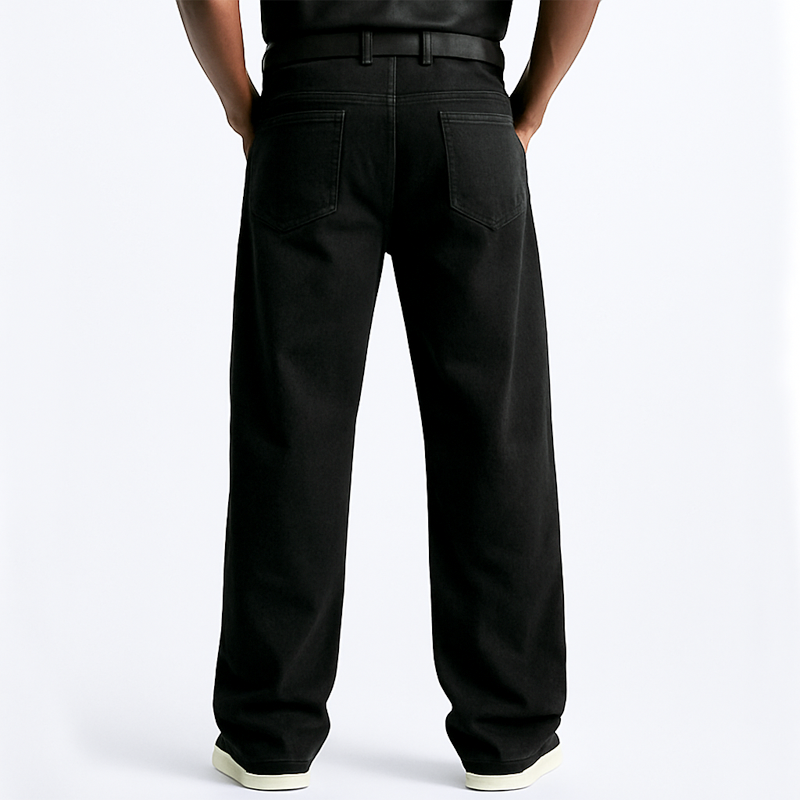 Heren Stijlvolle Zwarte Jeans met Rits MTA0710H4U