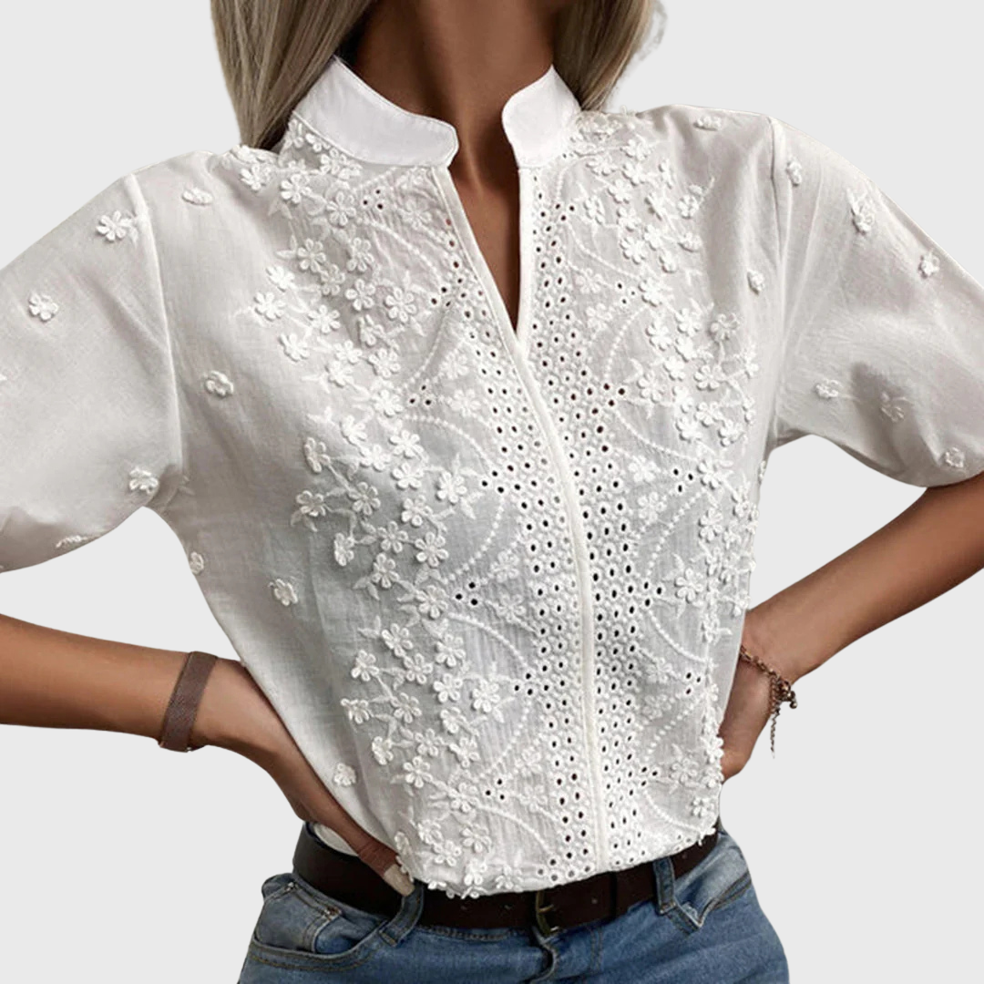 Oranji ® | Camille | Losvallende Damesblouse in Wit