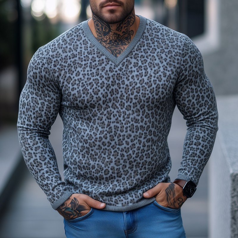 Heren Casual Ademend Zacht Sweater met V-hals Slim Fit MTA1424H2M