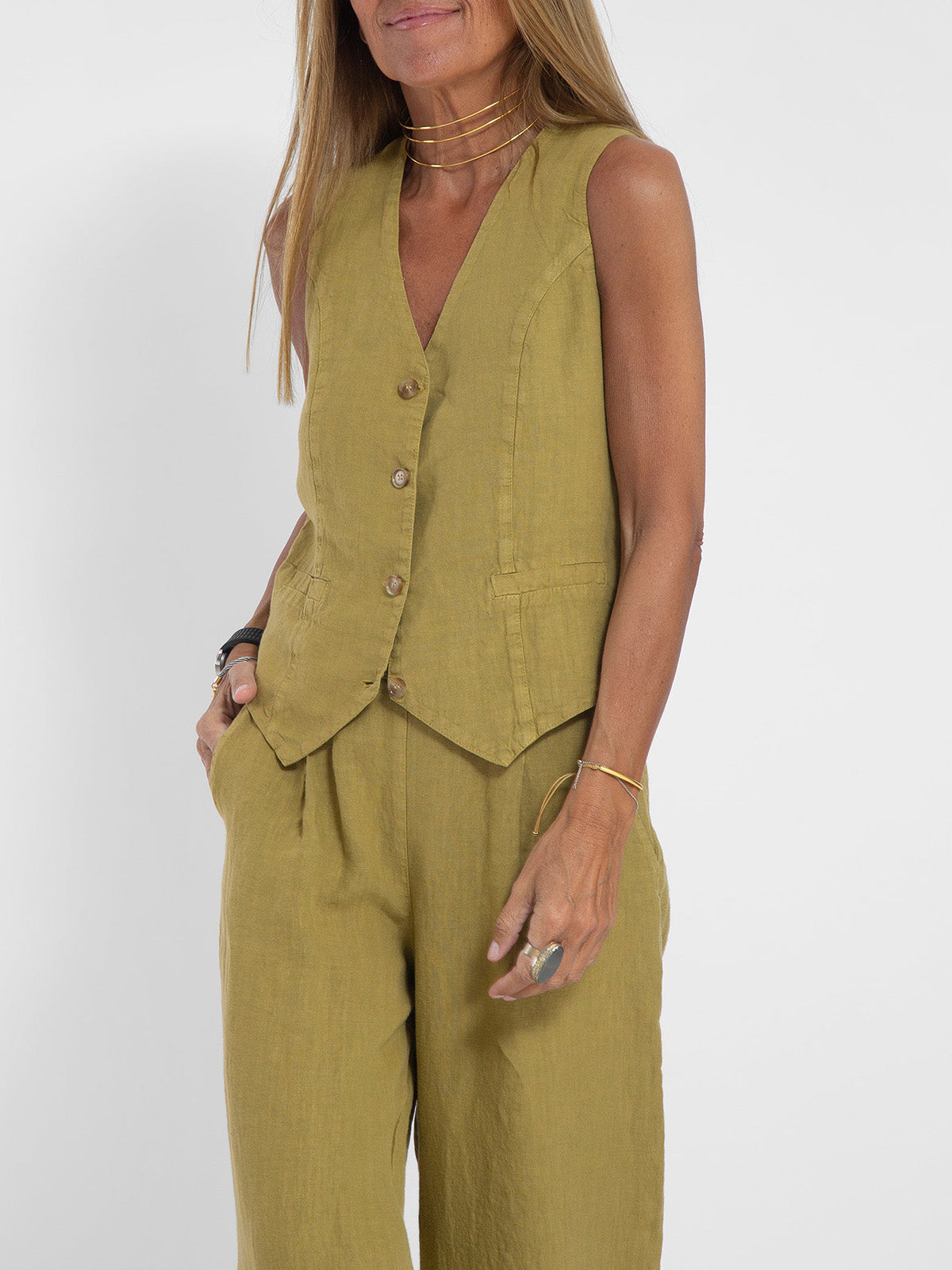 Oranji ® | Aira - Knoopvest & Wijde Broek Set