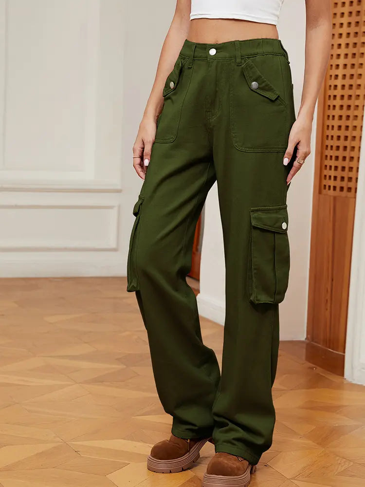 Oranji ® | Retro | Elastische Taille Denim Cargo Broek