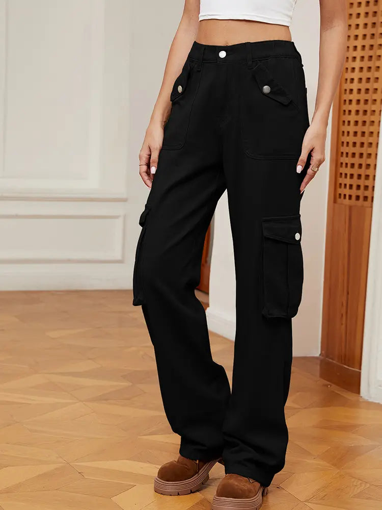 Oranji ® | Retro | Elastische Taille Denim Cargo Broek
