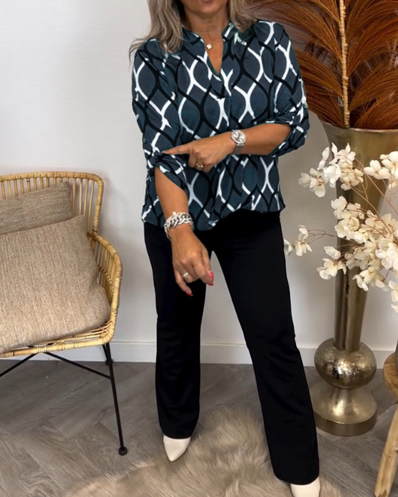 Martyna | Blouse met lange mouwen en een elegant patroon