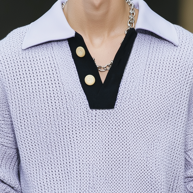 Heren klassieke, casual, losse trui met V-hals MTA2939H5U