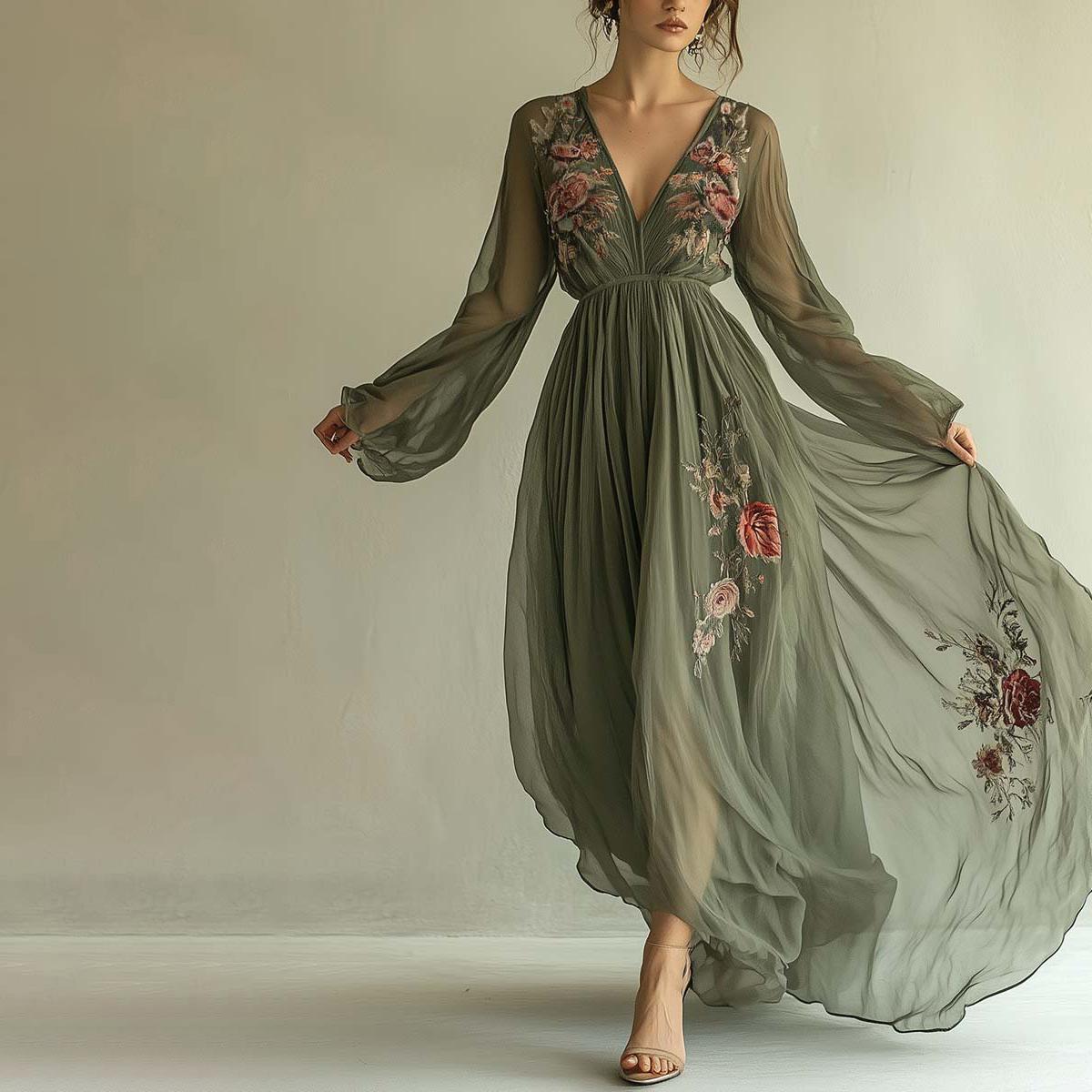 Oranji® | Elegante Maxi-jurk met Bloemenprint