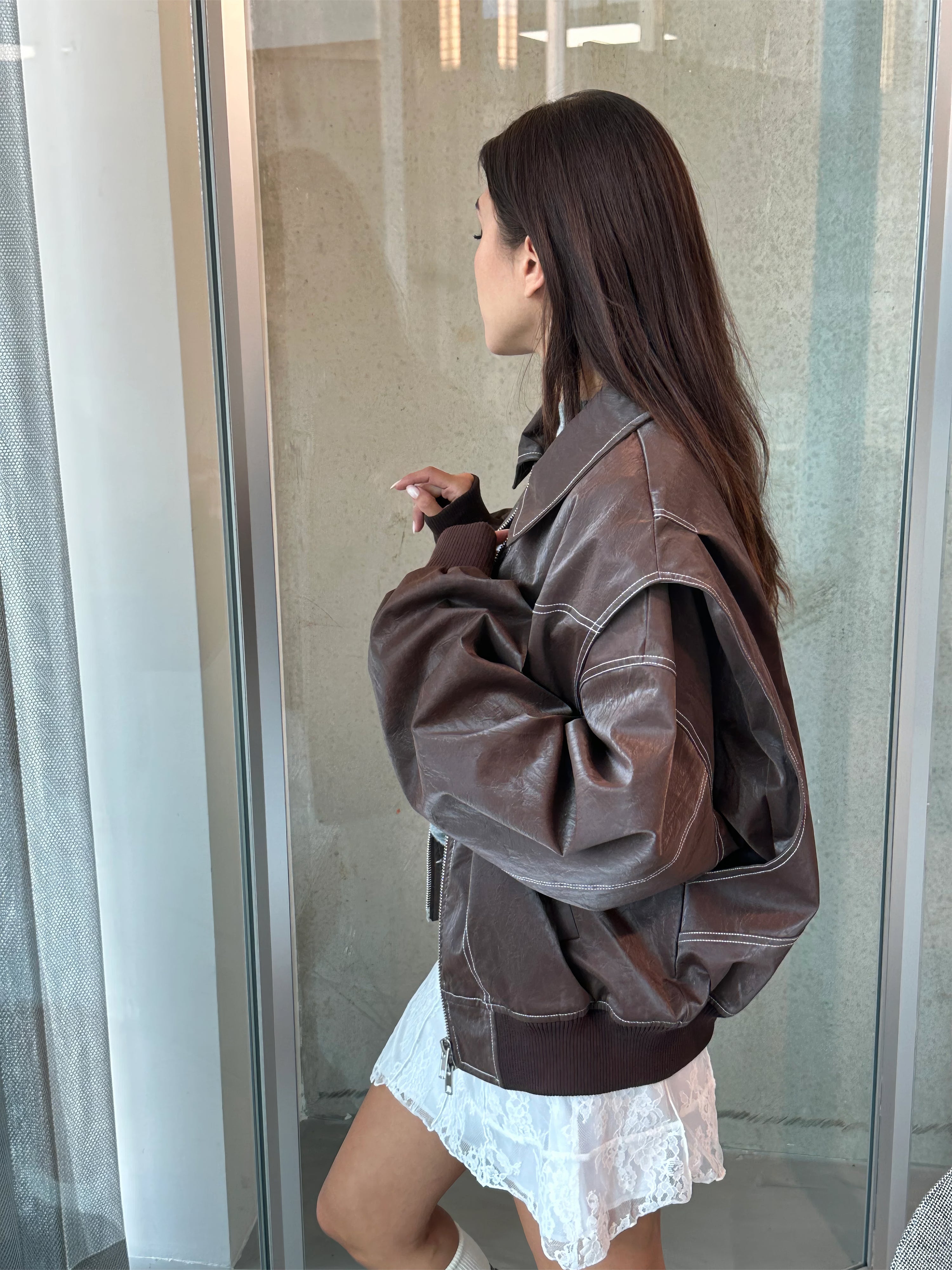 Oranji ® | Rosie | Leren Bomber Jas
