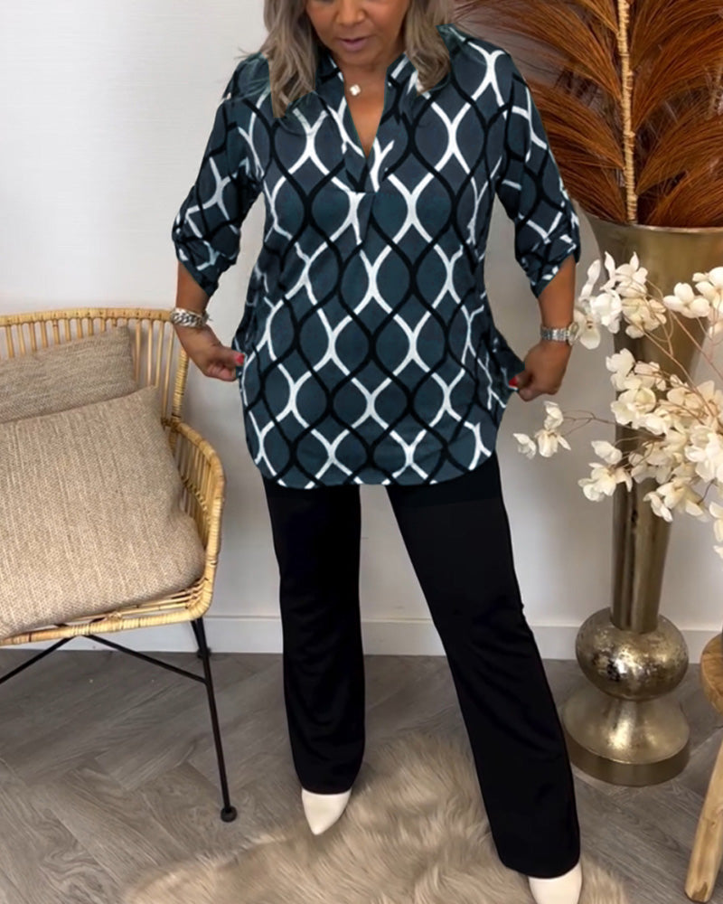 Martyna | Blouse met lange mouwen en een elegant patroon