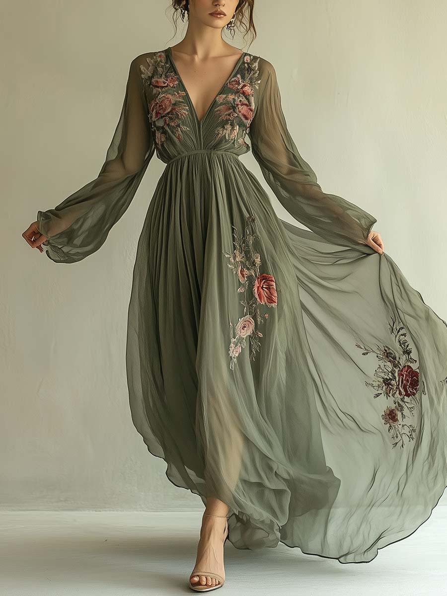 Oranji® | Elegante Maxi-jurk met Bloemenprint