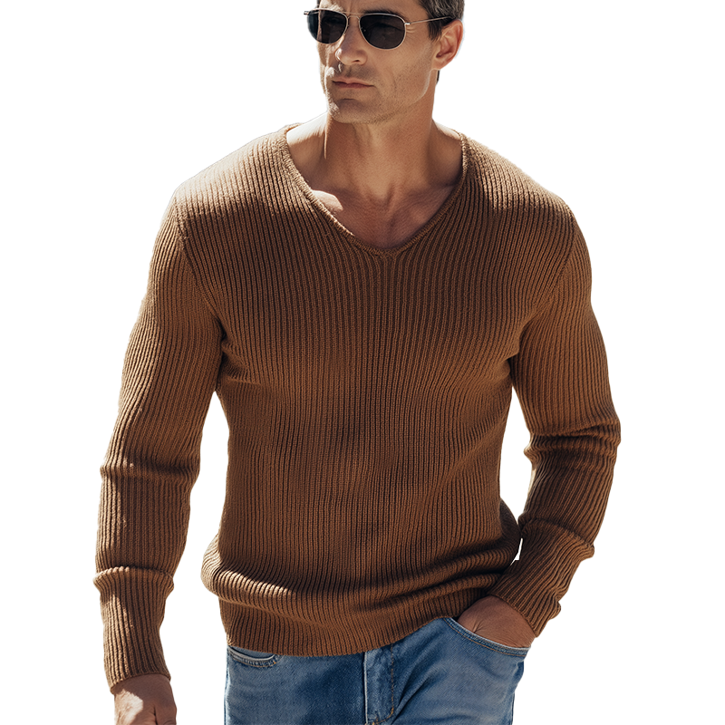 Heren Effen Gebreide Trui met V-hals MTA1167H7P