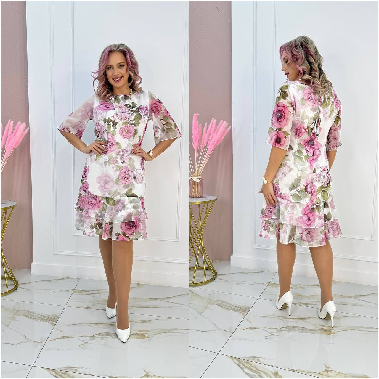 Samanta | Luchtige zomerjurk met ronde hals en korte mouwen