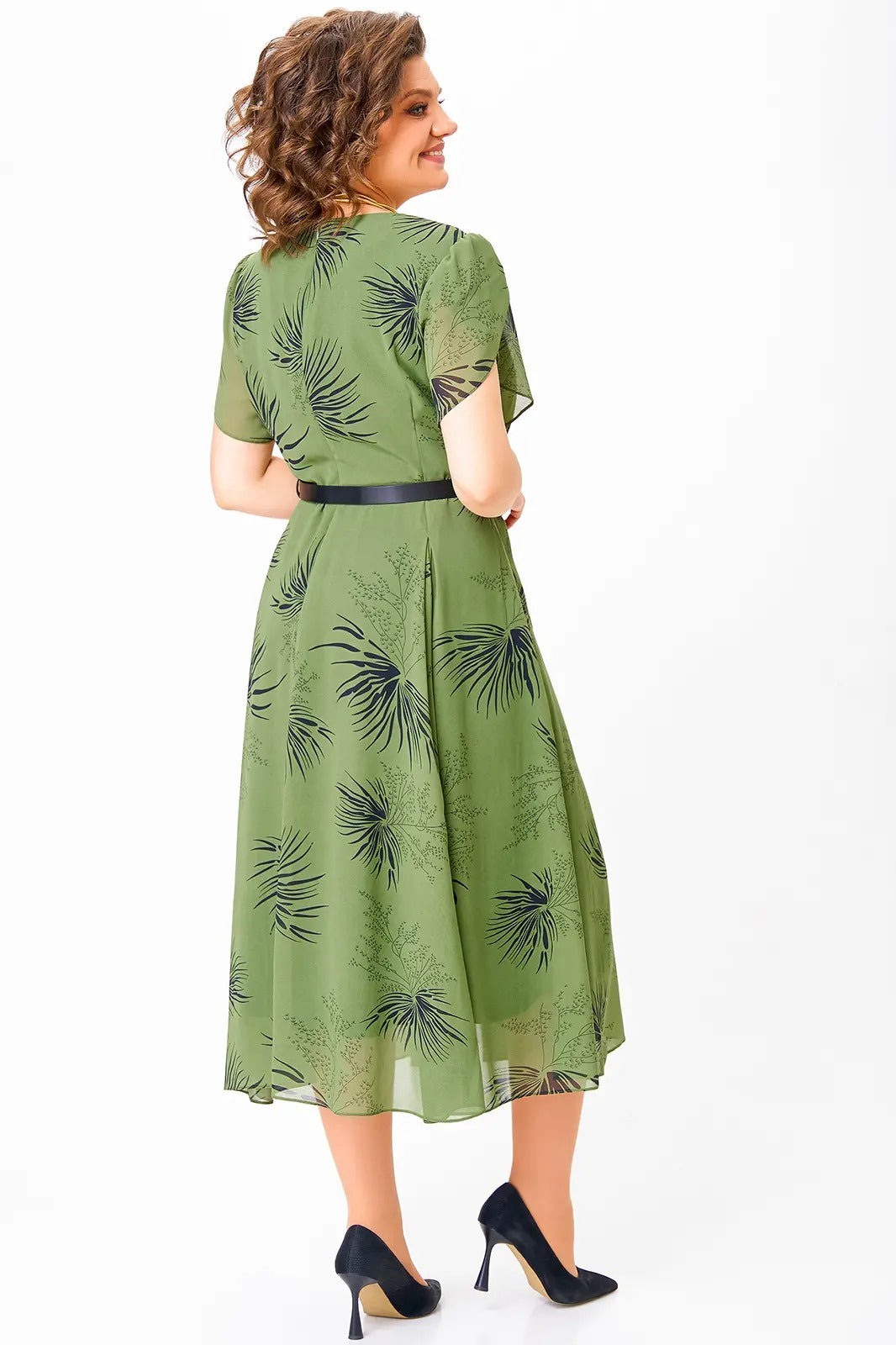 Jolanta | Elegante Midi-jurk van Chiffon met Bloemenpatroon
