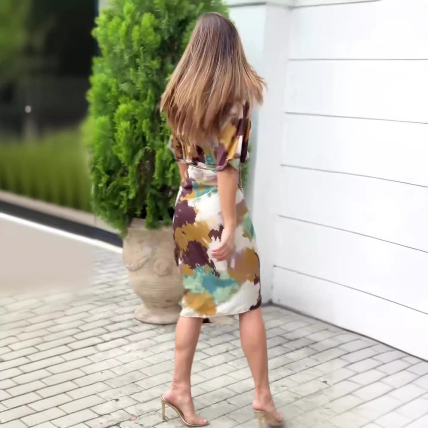 Stefka | Elegante jurk met abstracte print, wrap-model voor vrouwen