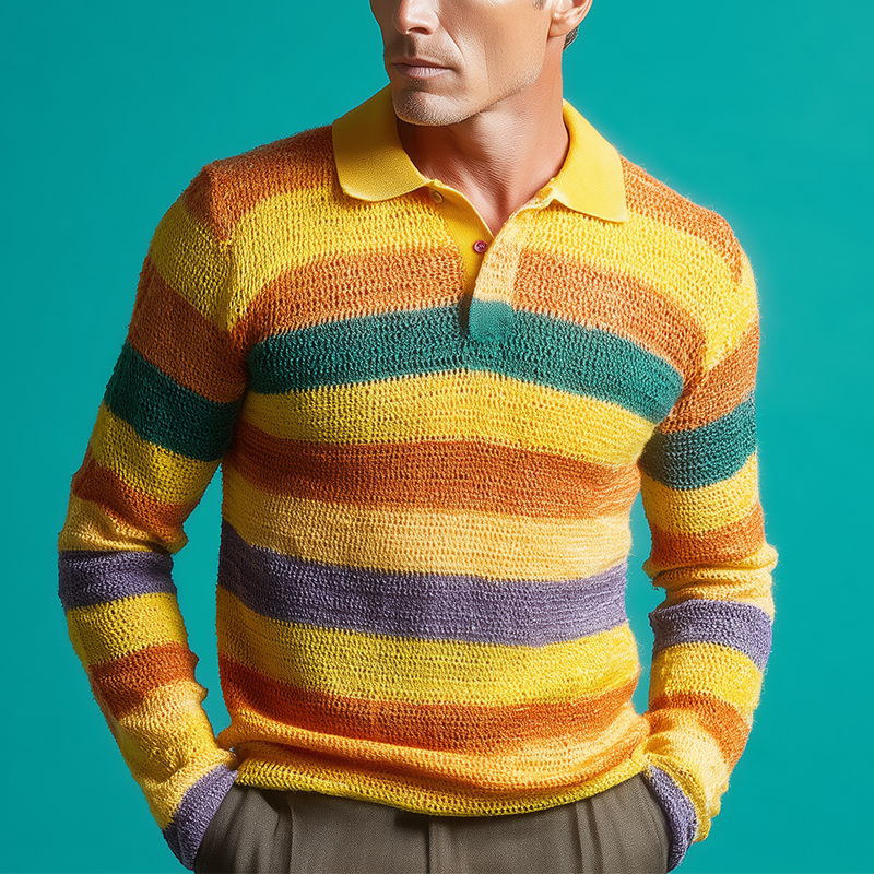 Heren polo sweater met contrasterende band MTA2994H0P