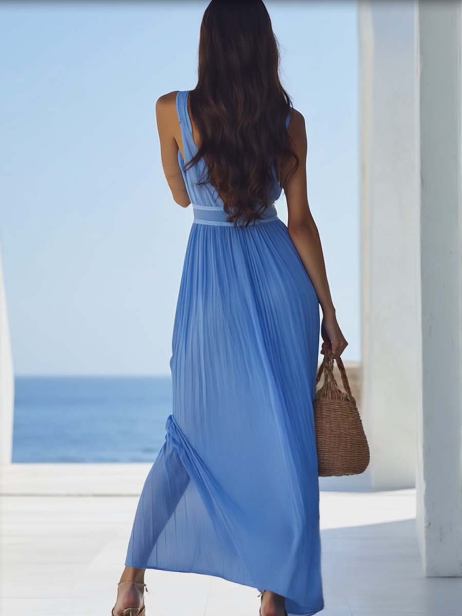 Bella β Luchtige Maxi-jurk in Blauw