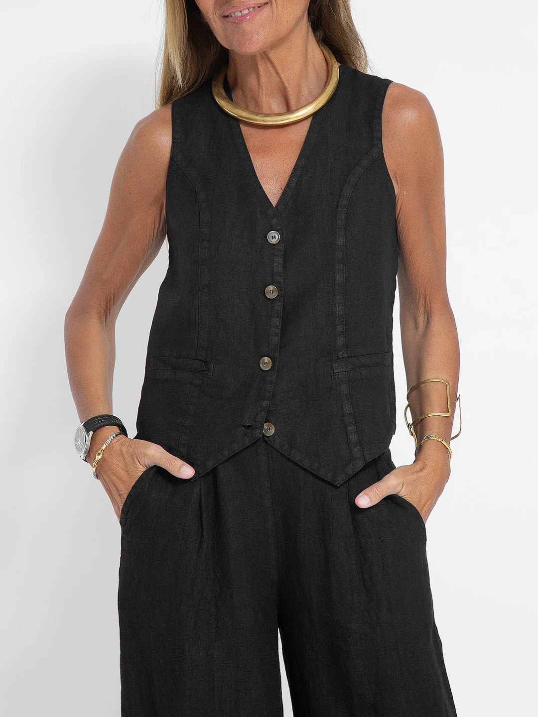 Oranji ® | Aira - Knoopvest & Wijde Broek Set