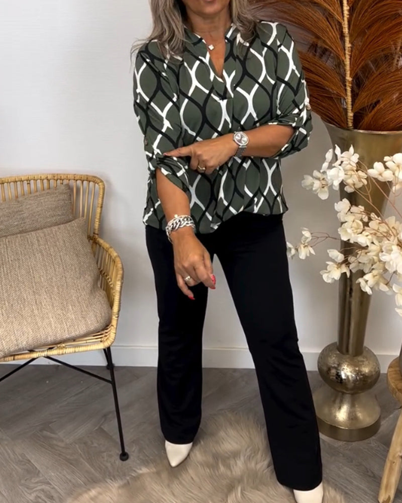 Martyna | Blouse met lange mouwen en een elegant patroon