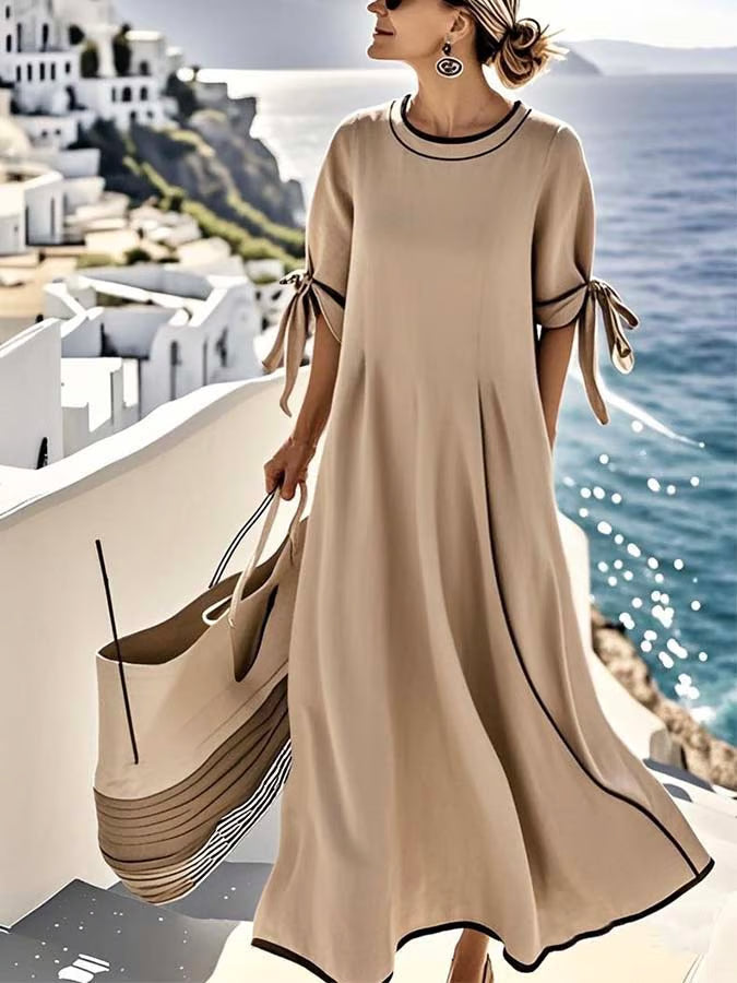 Amira – Losse Jurk met Strik en Bandjes