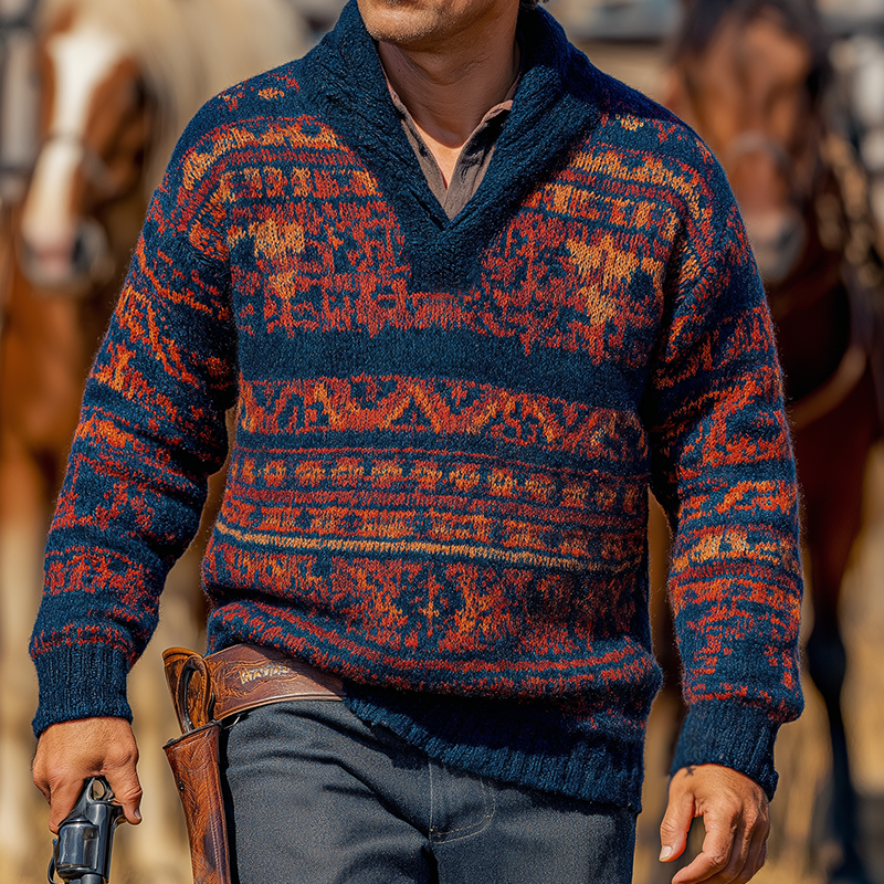 Heren Vintage Casual Western Ranch Trui MTA1544H6TO