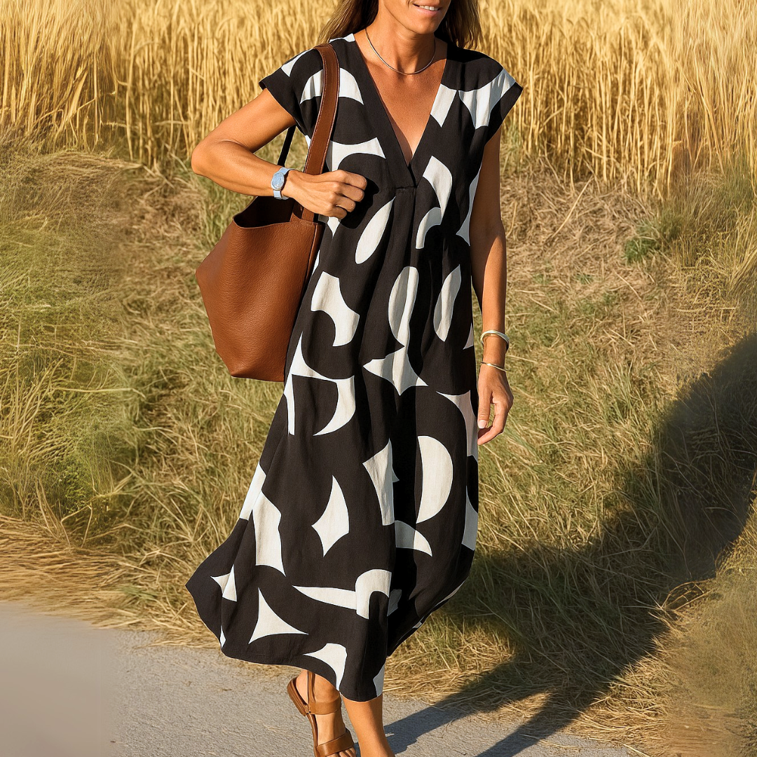 Laura | Maxidress met artistieke print