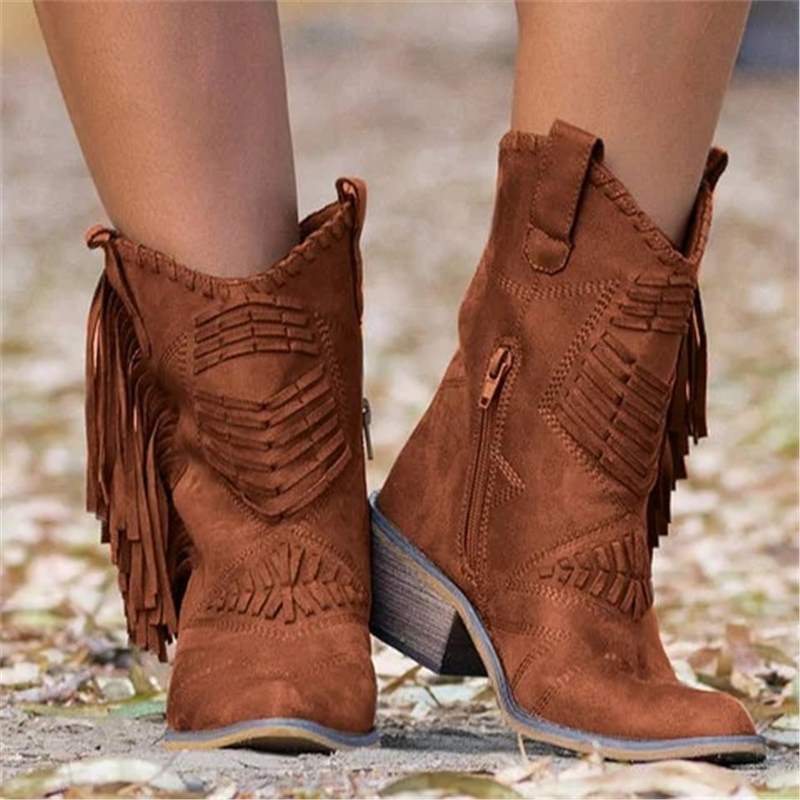 Cora – Boho Enkellaarsjes met Franje