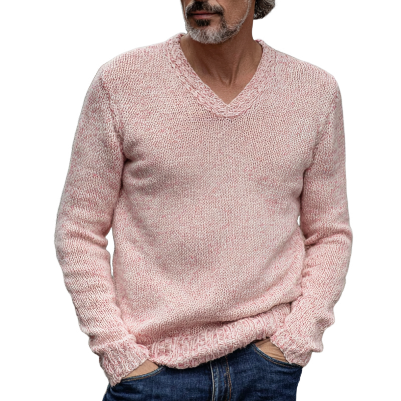 Heren pullover met V-hals in effen kleur MTA1426H7X
