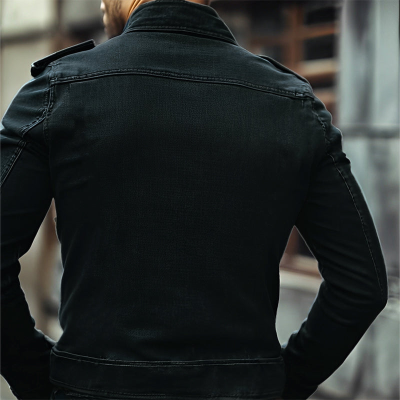 【24-uurs verzending】Heren Vintage Jeansjack met Staande Kraag 75697045X