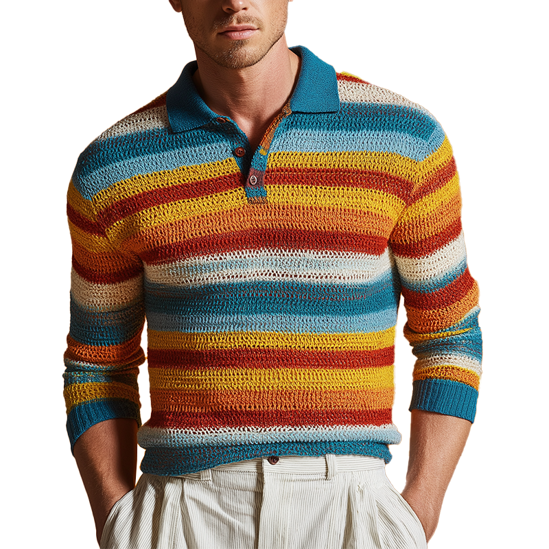 Heren Polo Sweater met Contraststreep MTA2956H8P