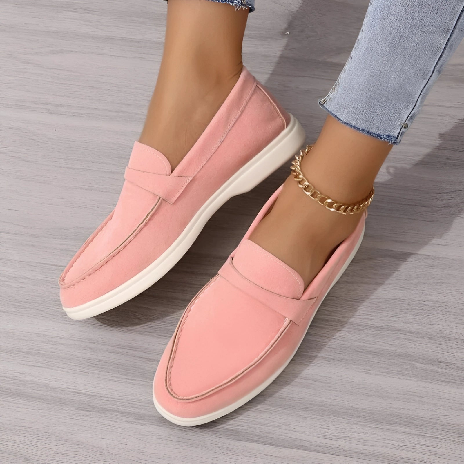 Beige dames mocassins van suède - Comfortabele en lichte schoenen voor dagelijks gebruik