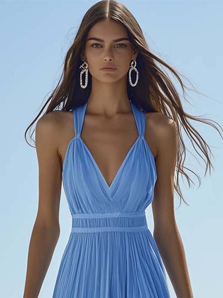 Bella β Luchtige Maxi-jurk in Blauw