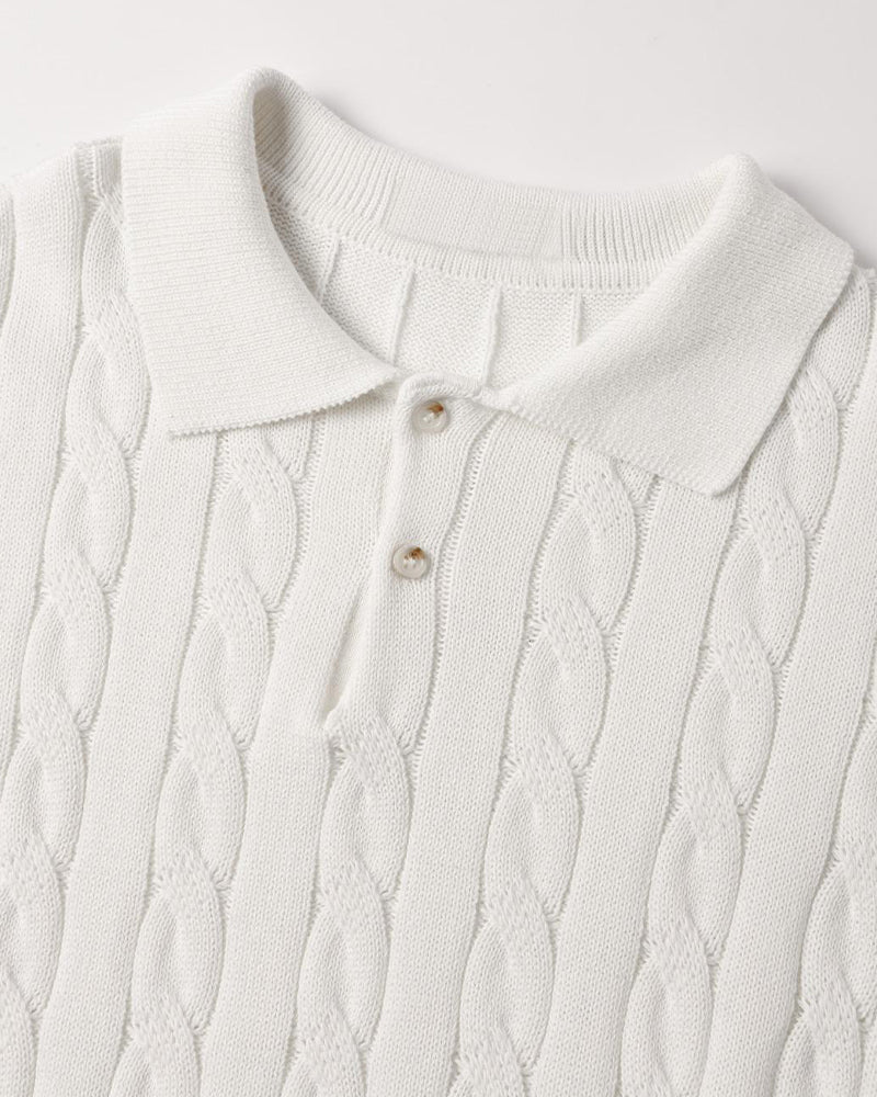 FLORENCE Polo Sweater met Vlechtpatroon