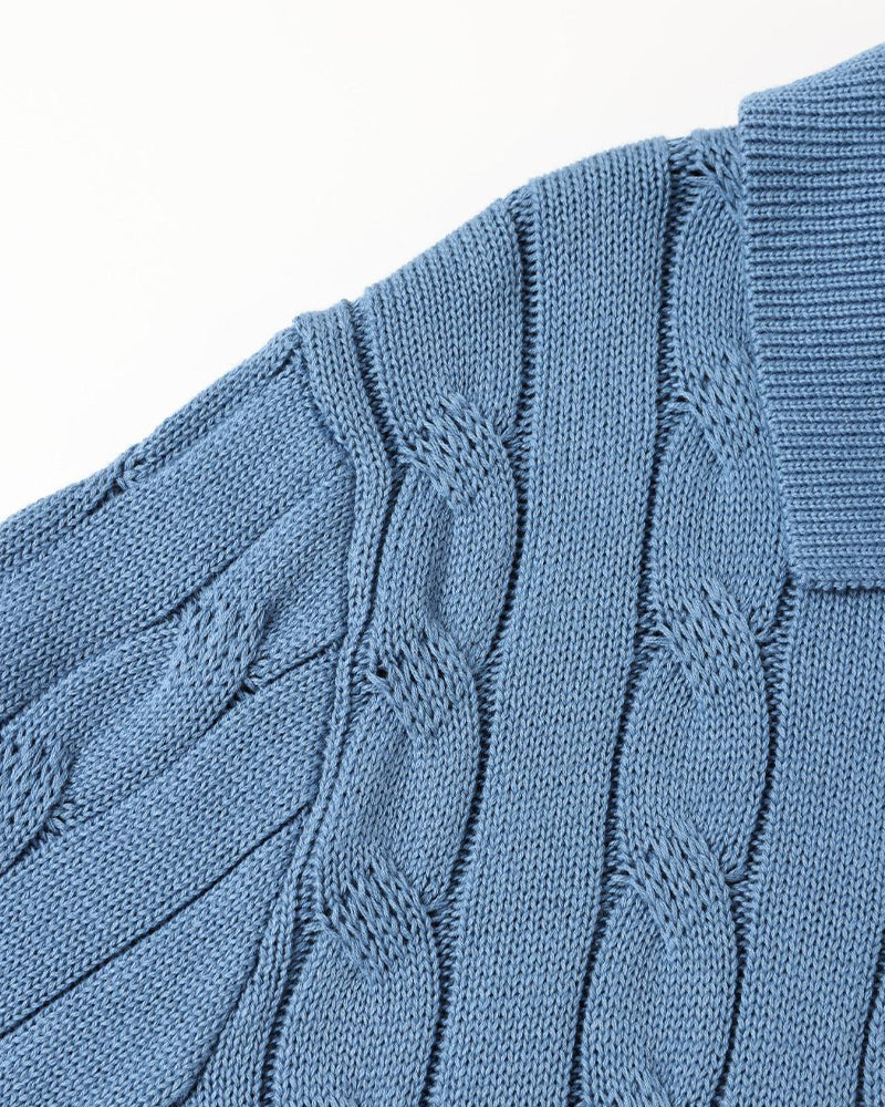 FLORENCE Polo Sweater met Vlechtpatroon