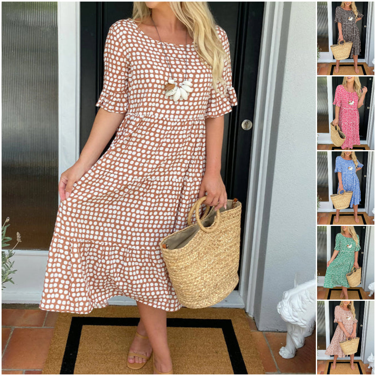 Gitte – Retro Midi Jurk in Vintage Stijl
