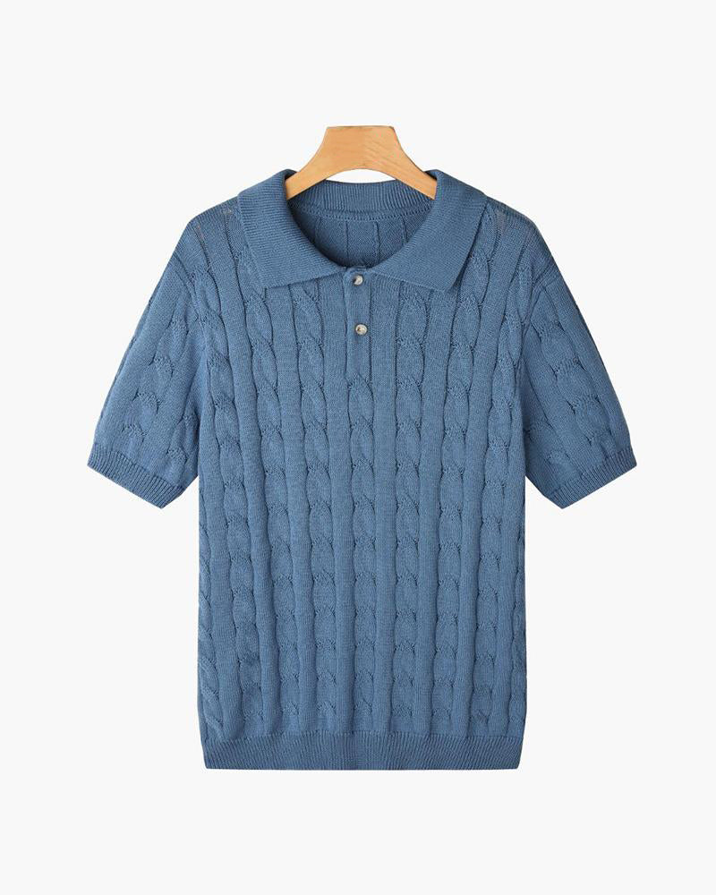 FLORENCE Polo Sweater met Vlechtpatroon