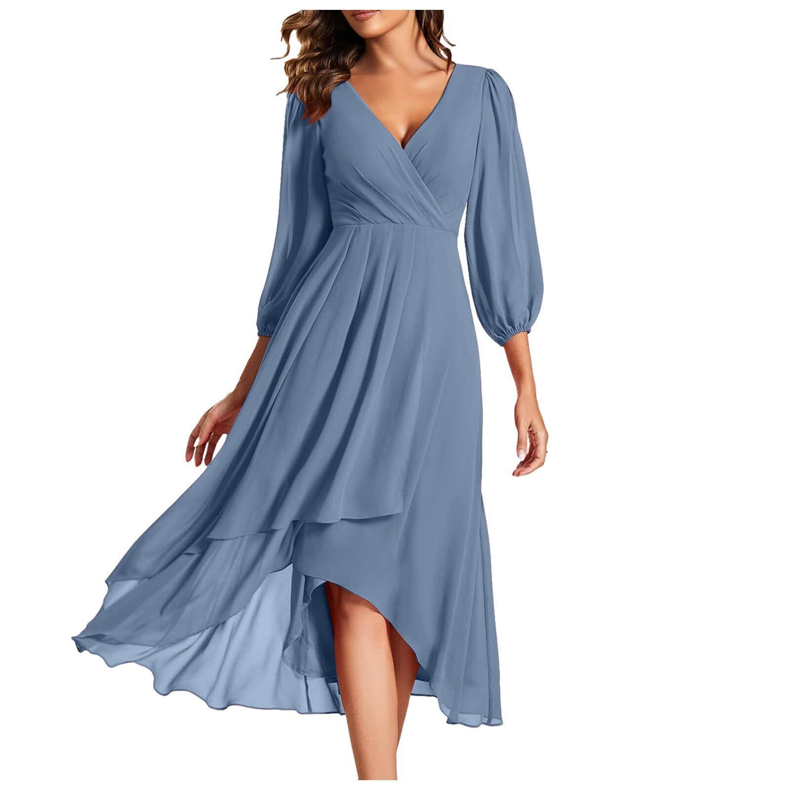 Izabella | Jurk met V-hals en asymmetrische onderkant