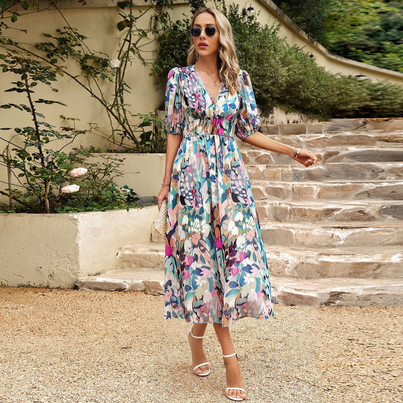 Ruby – Elegante Bloemen Midi Jurk