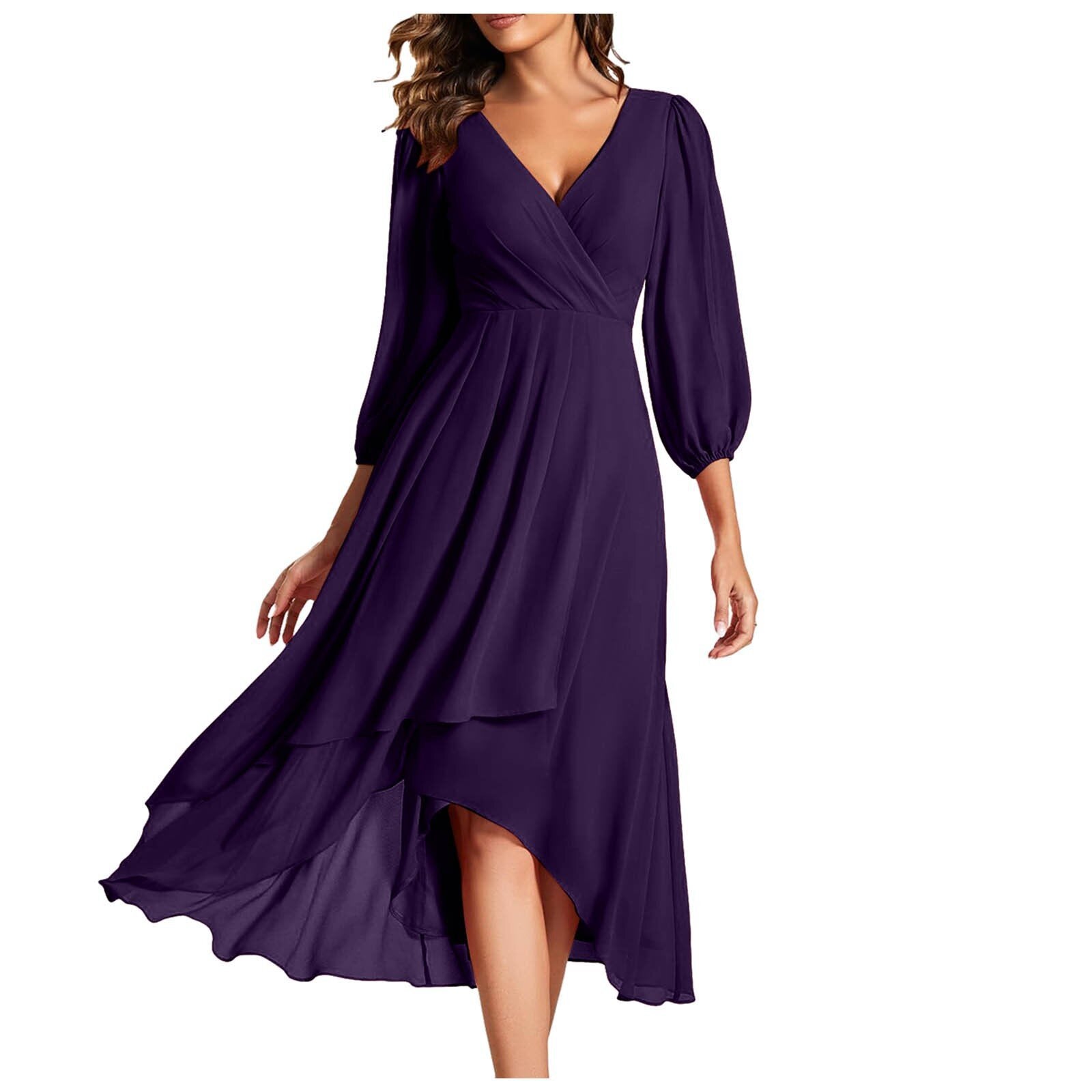 Izabella | Jurk met V-hals en asymmetrische onderkant