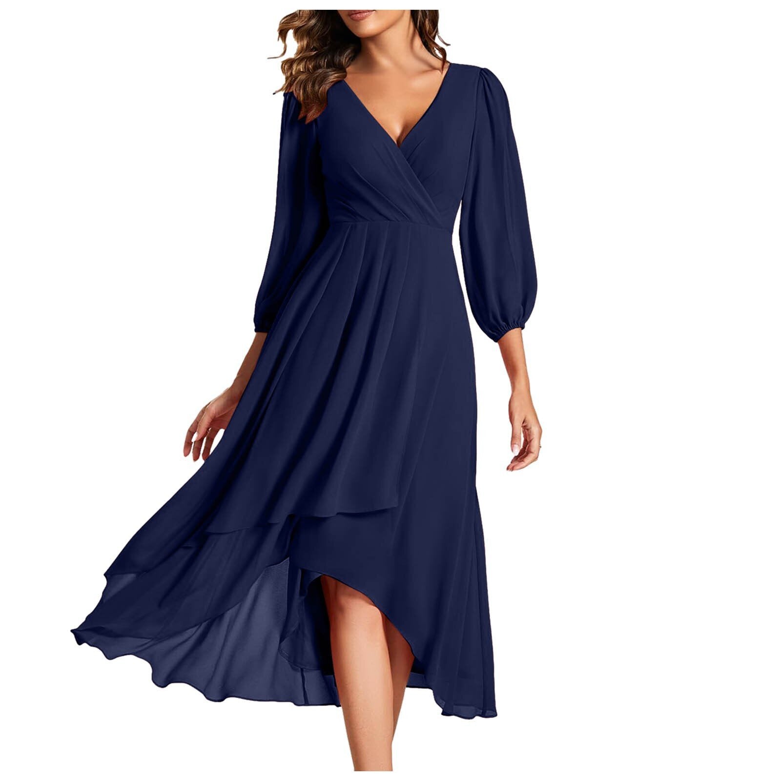 Izabella | Jurk met V-hals en asymmetrische onderkant