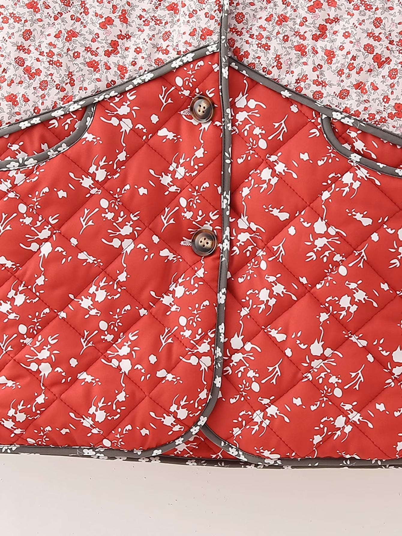 Oranji ® | vGewatteerd jack met bloemenprint, kleurcontrast in etnische stijl
