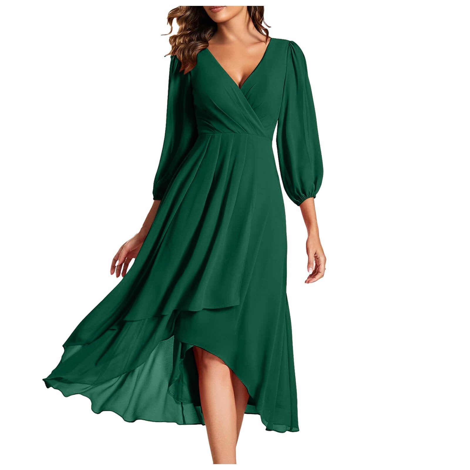 Izabella | Jurk met V-hals en asymmetrische onderkant