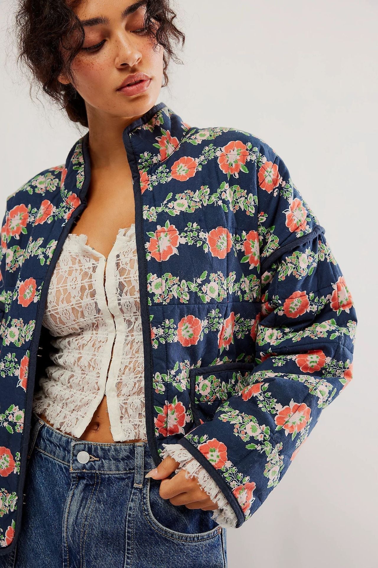 Oranji ® | Katoenen bloemenprint jack