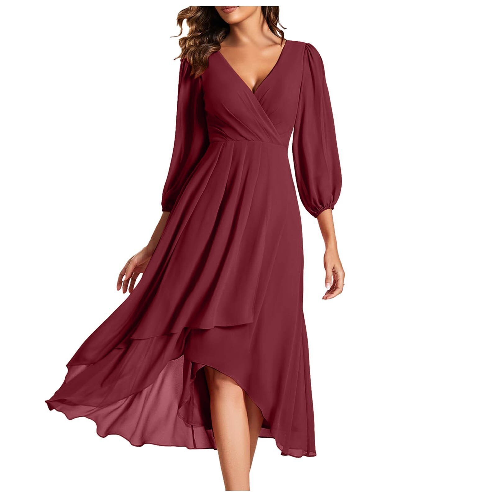Izabella | Jurk met V-hals en asymmetrische onderkant