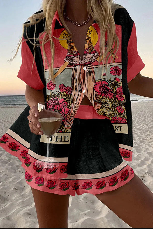 Yseline™ | Korte linnen set in roze